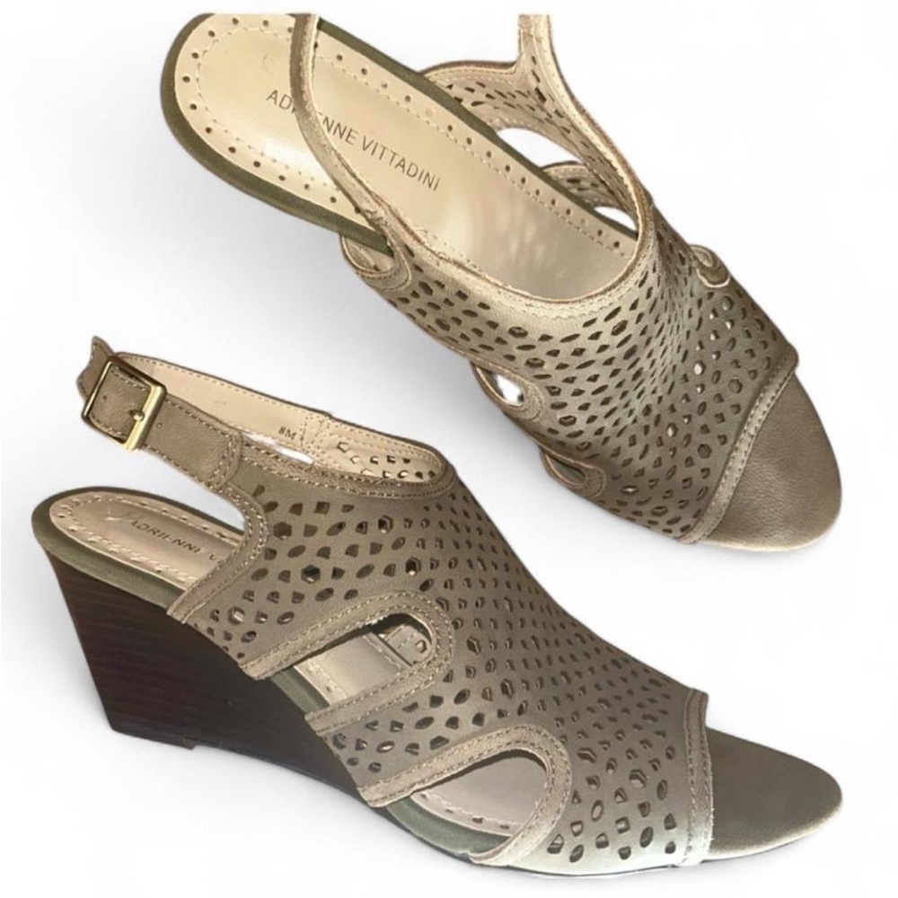 Adrienne Vittadini Womens Wedge Slingback Sandals size 8